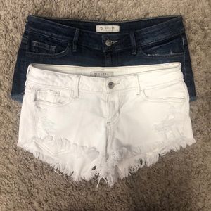 Two Pair Guess Cutoff Denim Shorts